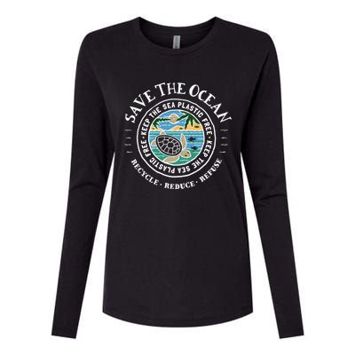 Save The Oceans Meaningful Gift Keep The Sea Plastic Free Turtle Womens Cotton Relaxed Long Sleeve T-Shirt