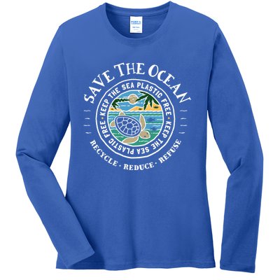 Save The Oceans Meaningful Gift Keep The Sea Plastic Free Turtle Ladies Long Sleeve Shirt