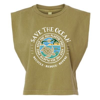 Save The Oceans Meaningful Gift Keep The Sea Plastic Free Turtle Garment-Dyed Women's Muscle Tee