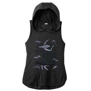 Save The Oceans Whale Dolphin Print Marine Ocean Gift Ladies PosiCharge Tri-Blend Wicking Draft Hoodie Tank