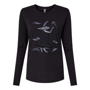 Save The Oceans Whale Dolphin Print Marine Ocean Gift Womens Cotton Relaxed Long Sleeve T-Shirt