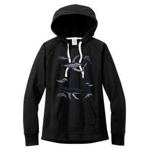 Save The Oceans Whale Dolphin Print Marine Ocean Gift Women's Fleece Hoodie