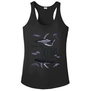 Save The Oceans Whale Dolphin Print Marine Ocean Gift Ladies PosiCharge Competitor Racerback Tank