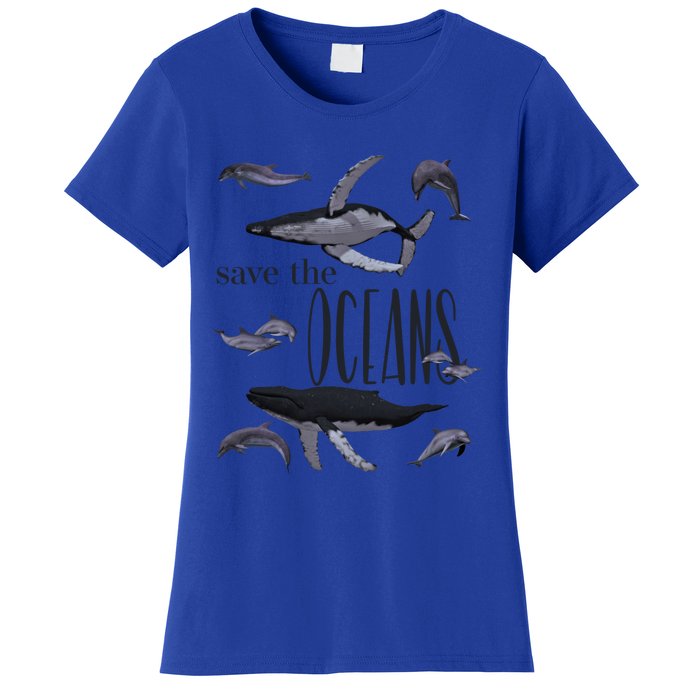 Save The Oceans Whale Dolphin Print Marine Ocean Gift Women's T-Shirt