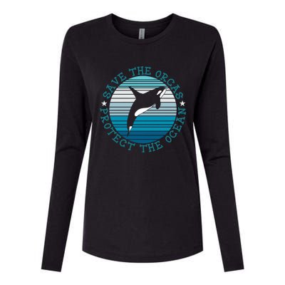 Save The Orcas Protect The Ocean Whale Design Gift Womens Cotton Relaxed Long Sleeve T-Shirt