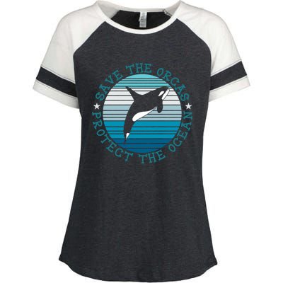 Save The Orcas Protect The Ocean Whale Design Gift Enza Ladies Jersey Colorblock Tee