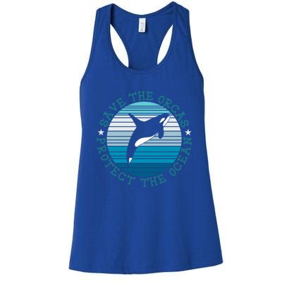 Save The Orcas Protect The Ocean Whale Design Gift Women's Racerback Tank