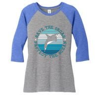 Save The Orcas Protect The Ocean Whale Design Gift Women's Tri-Blend 3/4-Sleeve Raglan Shirt