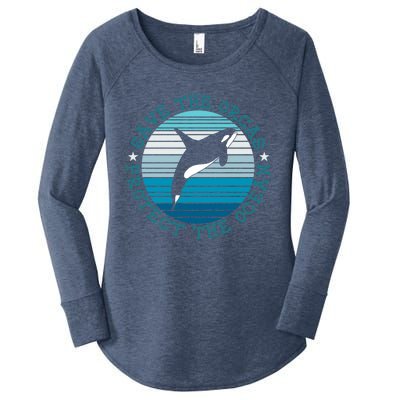 Save The Orcas Protect The Ocean Whale Design Gift Women's Perfect Tri Tunic Long Sleeve Shirt