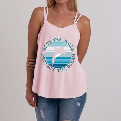 Save The Orcas Protect The Ocean Whale Design Gift Women's Strappy Tank