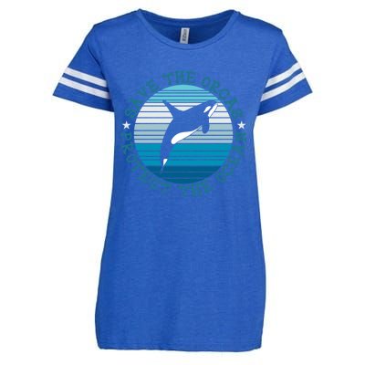 Save The Orcas Protect The Ocean Whale Design Gift Enza Ladies Jersey Football T-Shirt