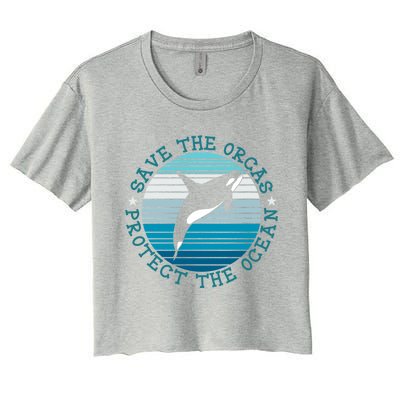 Save The Orcas Protect The Ocean Whale Design Gift Women's Crop Top Tee