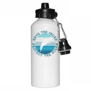 Save The Orcas Protect The Ocean Whale Design Gift Aluminum Water Bottle 