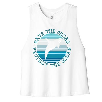 Save The Orcas Protect The Ocean Whale Design Gift Women's Racerback Cropped Tank