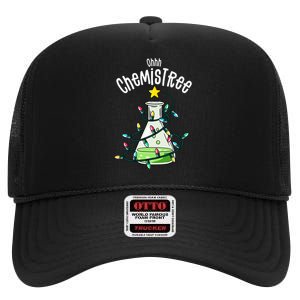 Science Teacher Oh Chemistree Chemistry Christmas High Crown Mesh Back Trucker Hat