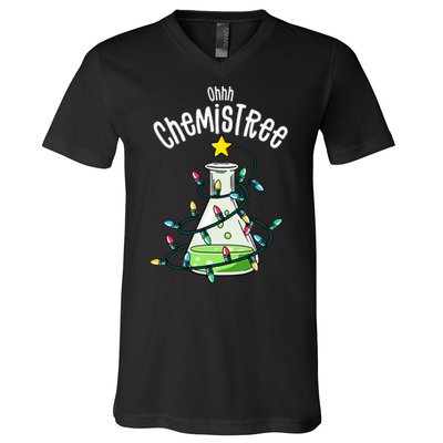 Science Teacher Oh Chemistree Chemistry Christmas V-Neck T-Shirt