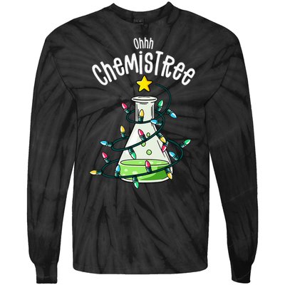 Science Teacher Oh Chemistree Chemistry Christmas Tie-Dye Long Sleeve Shirt