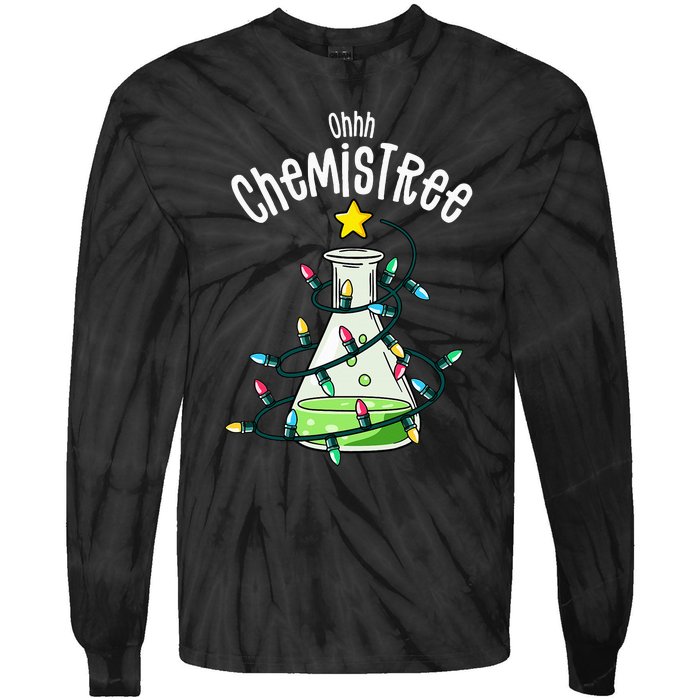 Science Teacher Oh Chemistree Chemistry Christmas Tie-Dye Long Sleeve Shirt