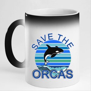 Save The Orcas Save The Whales Ocean Blue Cute Gift 11oz Black Color Changing Mug