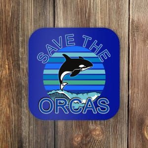 Save The Orcas Save The Whales Ocean Blue Cute Gift Coaster