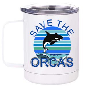 Save The Orcas Save The Whales Ocean Blue Cute Gift 12 oz Stainless Steel Tumbler Cup