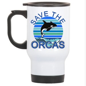 Save The Orcas Save The Whales Ocean Blue Cute Gift Stainless Steel Travel Mug