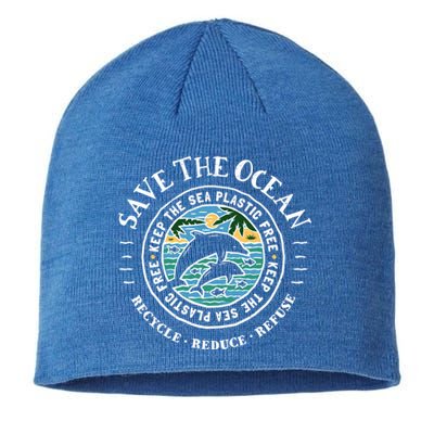 Save The Ocean Keep The Sea Plastic Free Dolphin Gift Sustainable Beanie