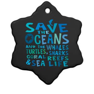 Save The Oceans Whales Turtles Sharks Coral Reefs Gift Ceramic Star Ornament