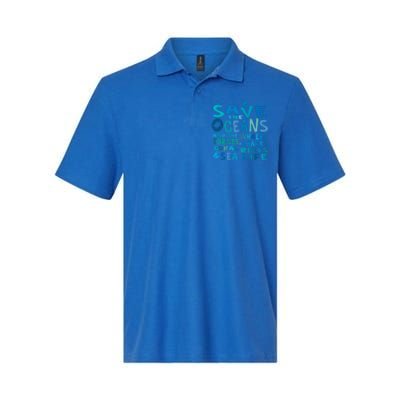 Save The Oceans Whales Turtles Sharks Coral Reefs Gift Softstyle Adult Sport Polo