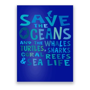 Save The Oceans Whales Turtles Sharks Coral Reefs Gift Poster