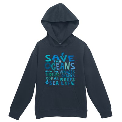 Save The Oceans Whales Turtles Sharks Coral Reefs Gift Urban Pullover Hoodie