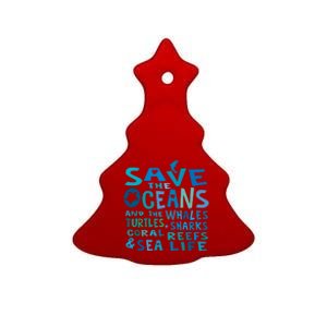 Save The Oceans Whales Turtles Sharks Coral Reefs Gift Ceramic Tree Ornament