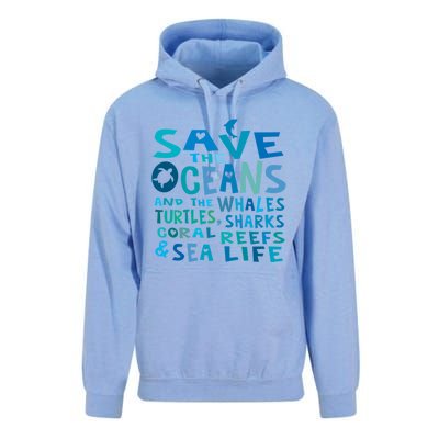 Save The Oceans Whales Turtles Sharks Coral Reefs Gift Unisex Surf Hoodie