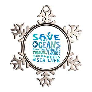 Save The Oceans Whales Turtles Sharks Coral Reefs Gift Metallic Star Ornament