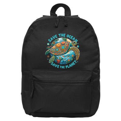 Save The Ocean Save The Planet Cute Sea Turtle 16 in Basic Backpack