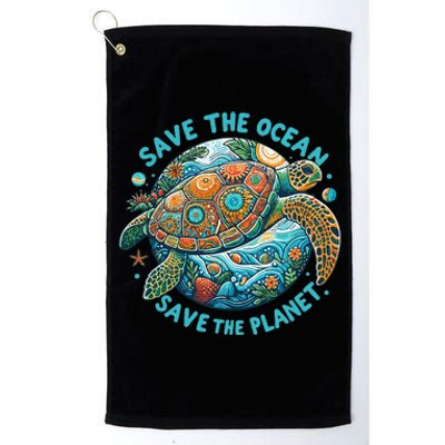 Save The Ocean Save The Planet Cute Sea Turtle Platinum Collection Golf Towel