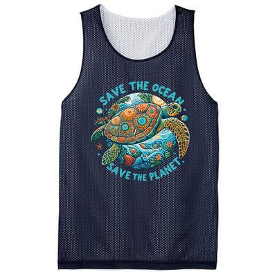 Save The Ocean Save The Planet Cute Sea Turtle Mesh Reversible Basketball Jersey Tank