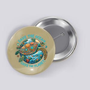 Save The Ocean Save The Planet Cute Sea Turtle Button