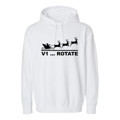 Santa Take Off Funny Pilot Airplane Christmas Funny Gift Funny Gift Garment-Dyed Fleece Hoodie