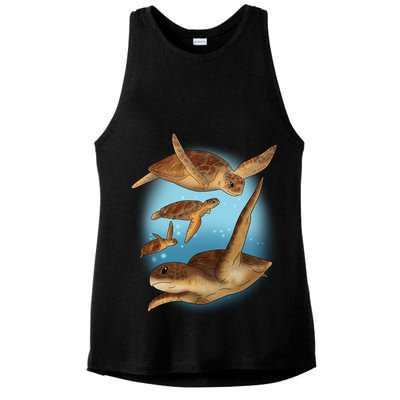 Sea Turtle Ocean Skip A Straw Save A Turtle Gift Ladies PosiCharge Tri-Blend Wicking Tank