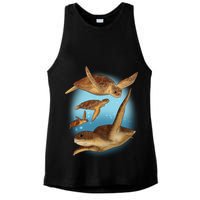 Sea Turtle Ocean Skip A Straw Save A Turtle Gift Ladies PosiCharge Tri-Blend Wicking Tank