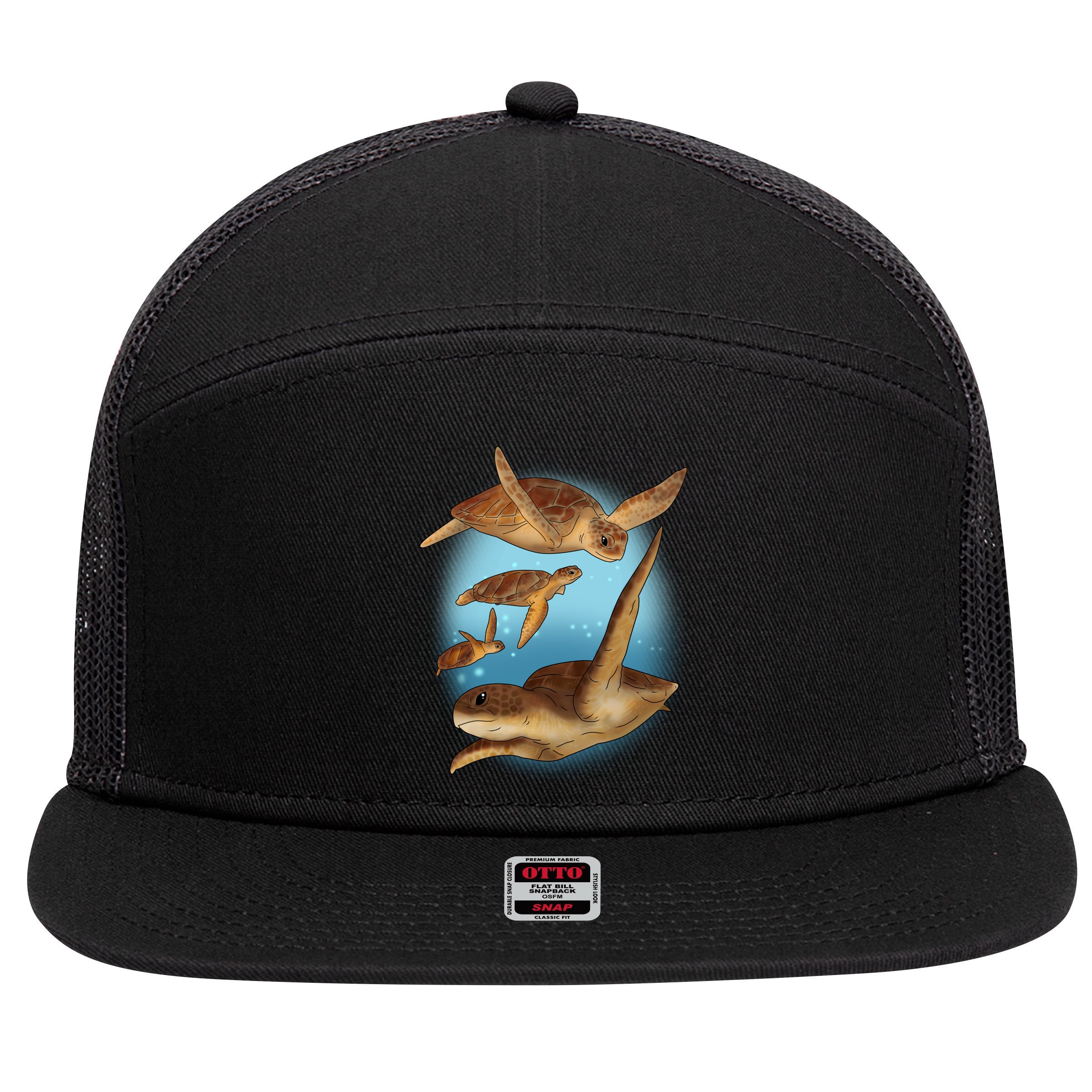 Sea Turtle Ocean Skip A Straw Save A Turtle Gift 7 Panel Mesh Trucker Snapback Hat