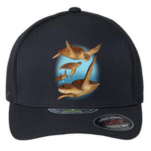 Sea Turtle Ocean Skip A Straw Save A Turtle Gift Flexfit Unipanel Trucker Cap