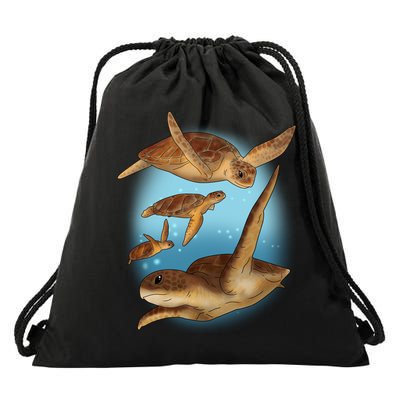 Sea Turtle Ocean Skip A Straw Save A Turtle Gift Drawstring Bag