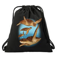 Sea Turtle Ocean Skip A Straw Save A Turtle Gift Drawstring Bag