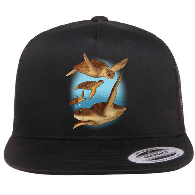 Sea Turtle Ocean Skip A Straw Save A Turtle Gift Flatbill Hat