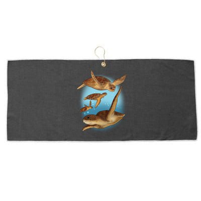 Sea Turtle Ocean Skip A Straw Save A Turtle Gift Large Microfiber Waffle Golf Towel