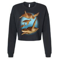 Sea Turtle Ocean Skip A Straw Save A Turtle Gift Cropped Pullover Crew