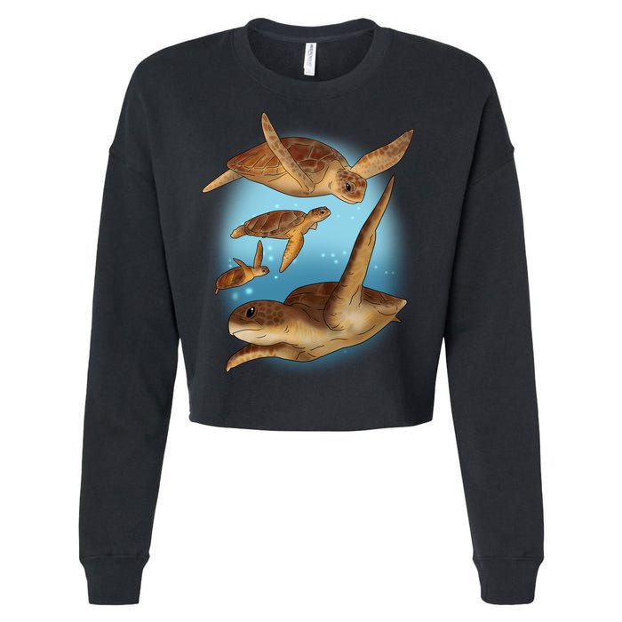 Sea Turtle Ocean Skip A Straw Save A Turtle Gift Cropped Pullover Crew