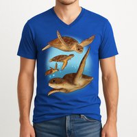 Sea Turtle Ocean Skip A Straw Save A Turtle Gift V-Neck T-Shirt